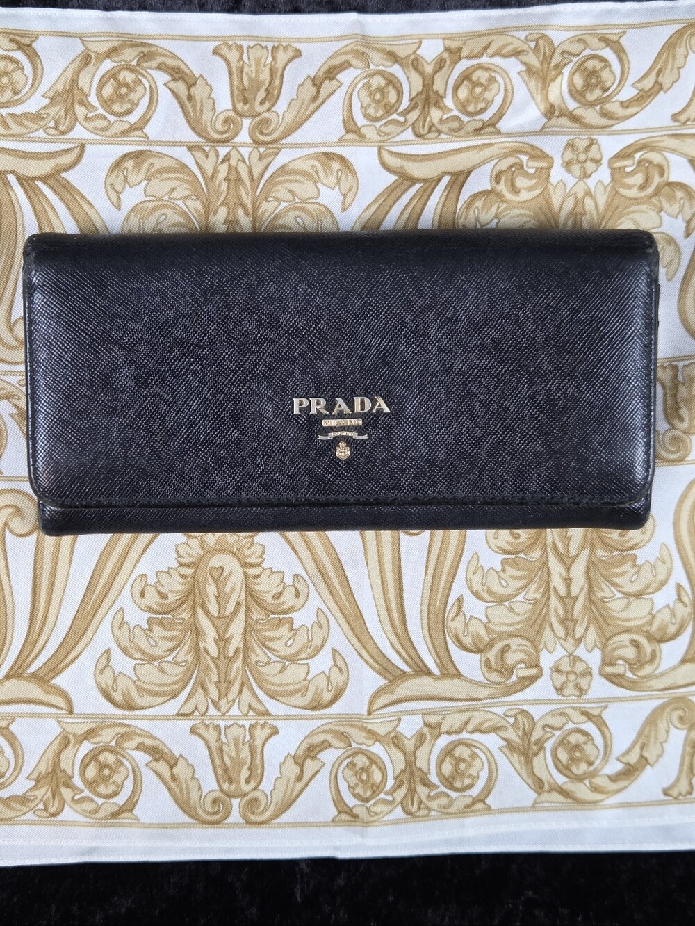 Authentic Prada Saffiano Leather Continental Wallet w/ Entrupy COA – Black